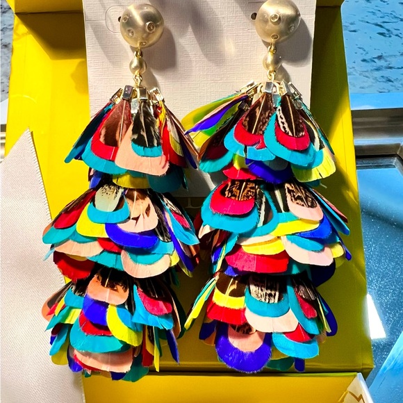 NWT Kendra Scott Lenni Feather Statement Earrings EXTREMELY RARE So Perfect! - Picture 4 of 10